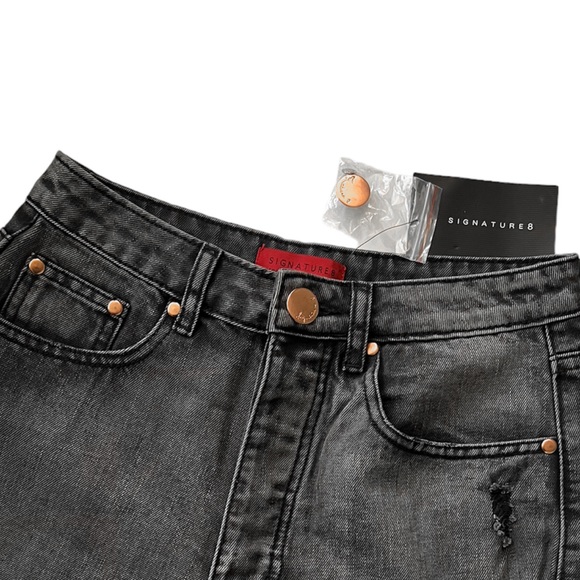 Dolls Kill Distressed Grey High Rise Denim Shorts Size Small - Picture 3 of 5